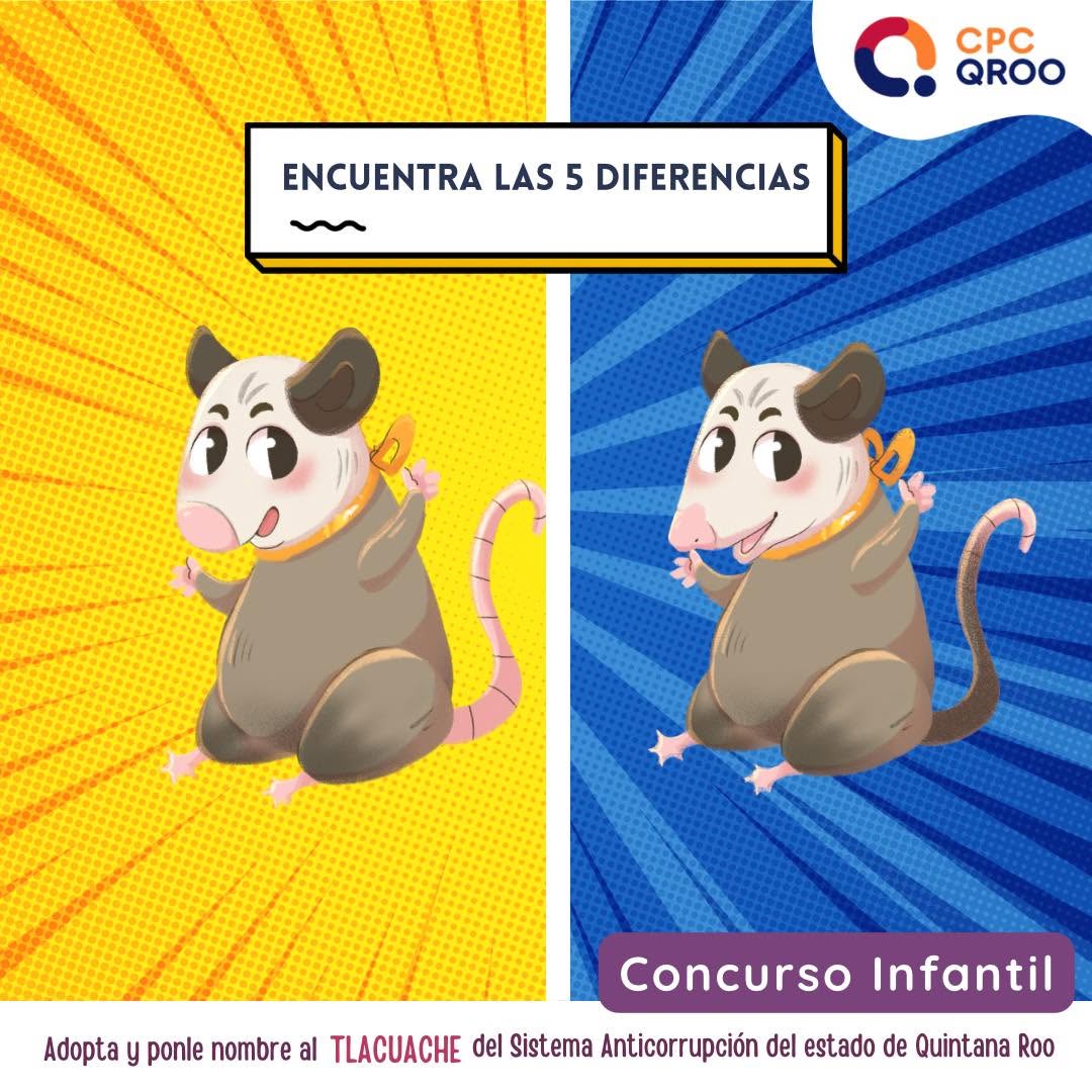 Encuentra las 5 diferencias: actividad con el tlacuache